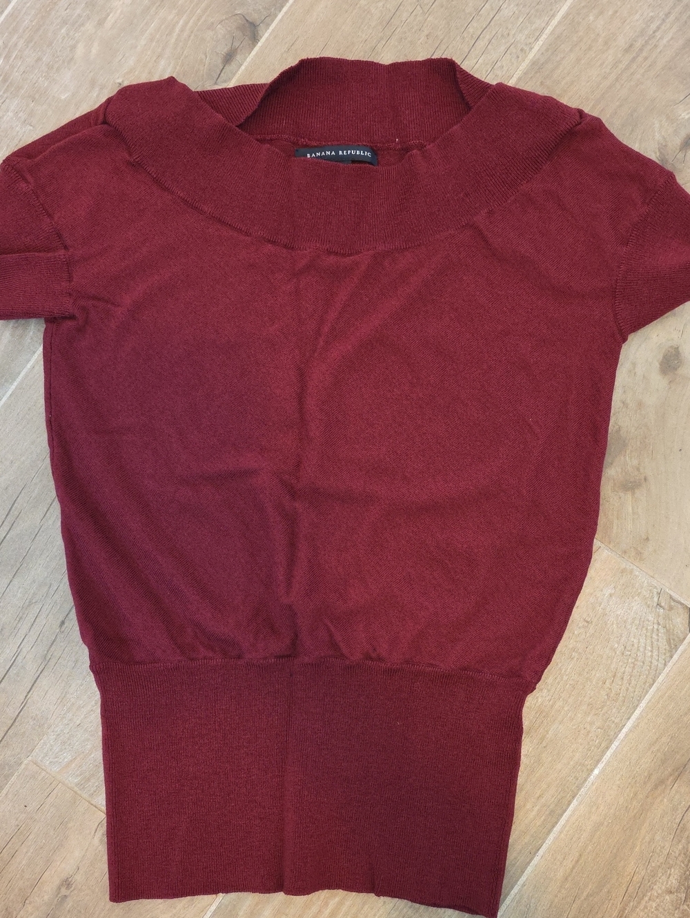 Banana Republic Short-Sleeve Knit Top in Deep Burgundy